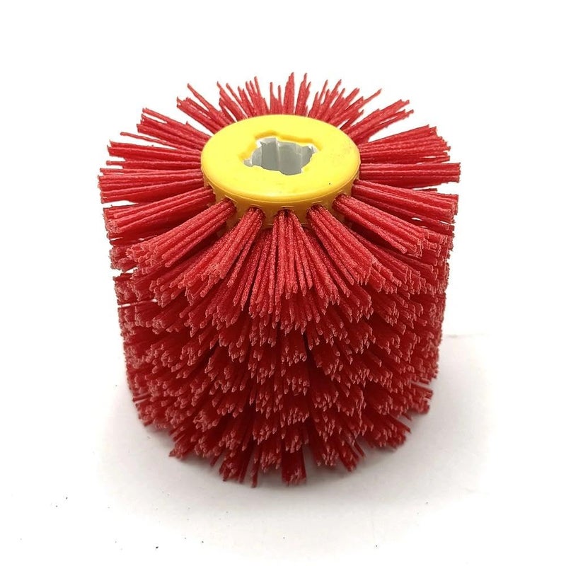 Signi Abrasive Nylon Drawing Wheel Drum Burnishing Brush for Wood polishing 1 Pack (60 Grrit, Red Color Nylon) - Image 1